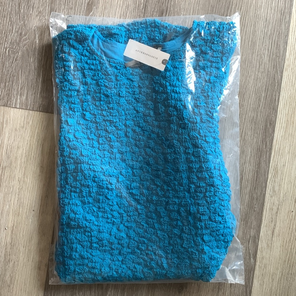 Anthropologie Textured Bodycon Dress Turquoise Blue NWT - Picture 11 of 11